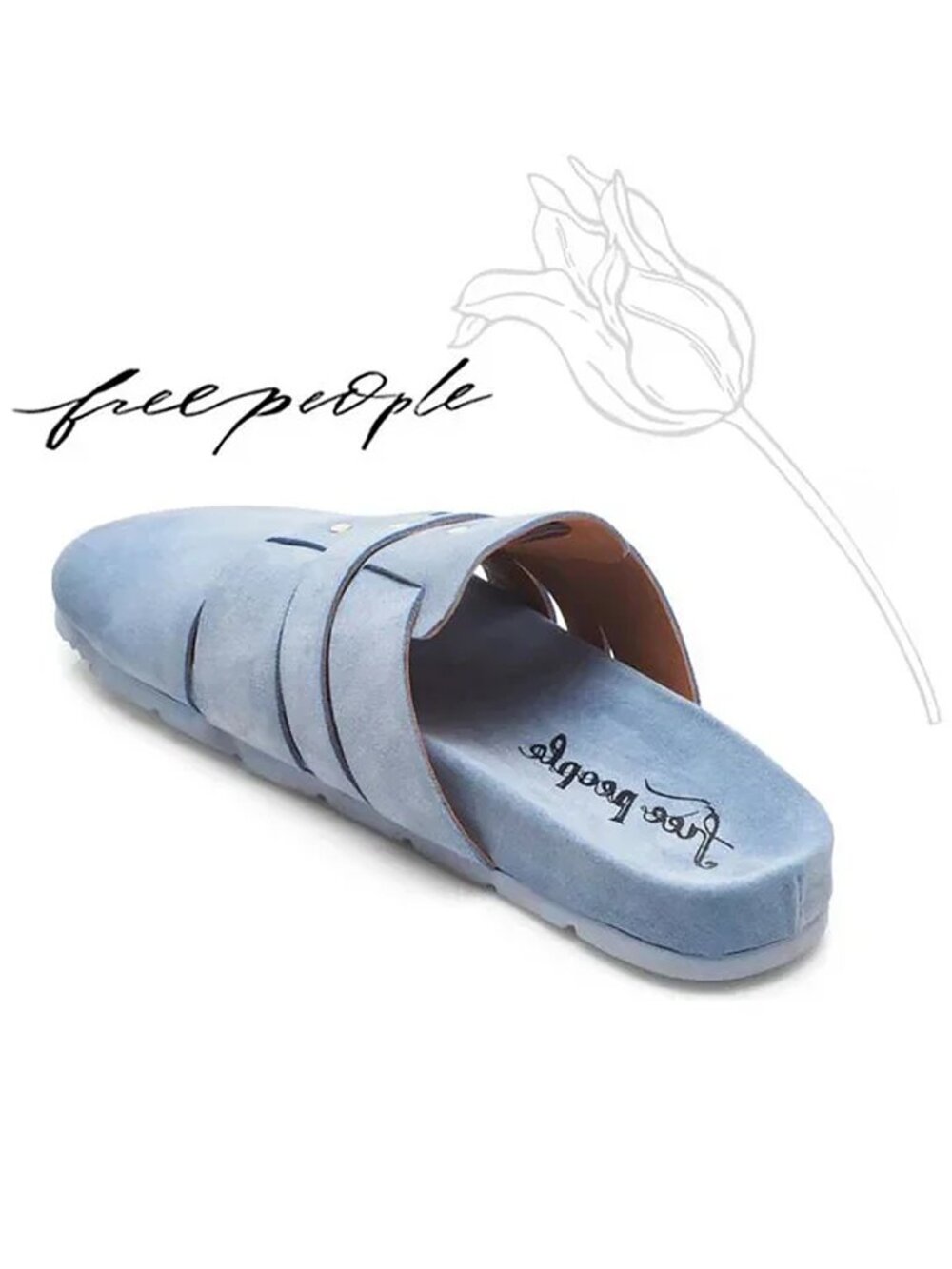 Free People Sunday Season Footbed Mules In Bluebell 9